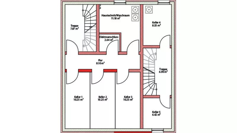 Grundriss Keller – Energiesparhaus mit vier Wohneinheiten